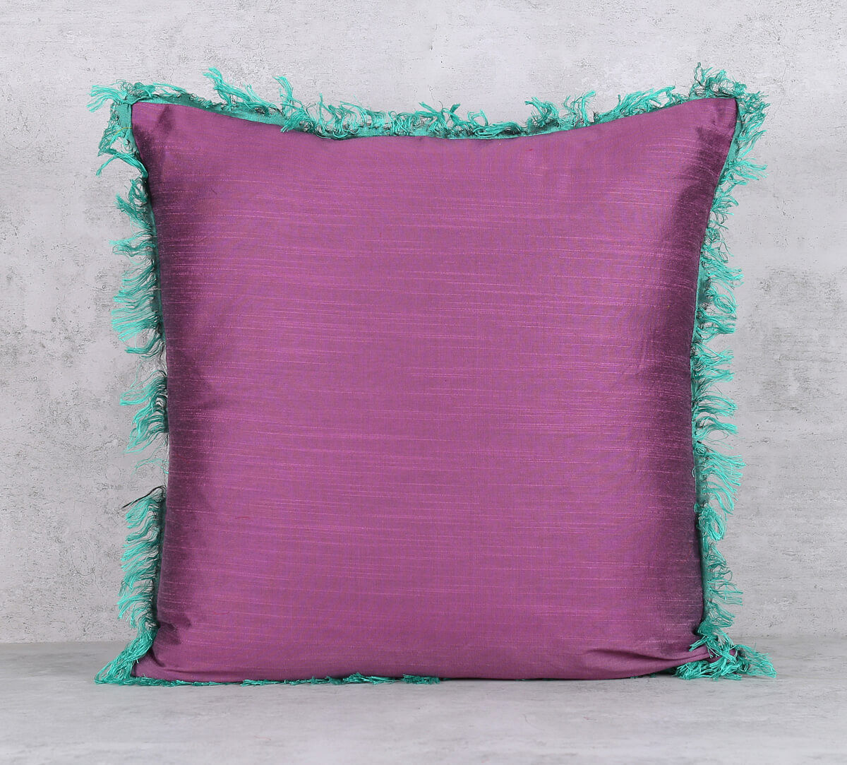 India Circus by Krsnaa Mehta Plum Fringe Cushion Cover