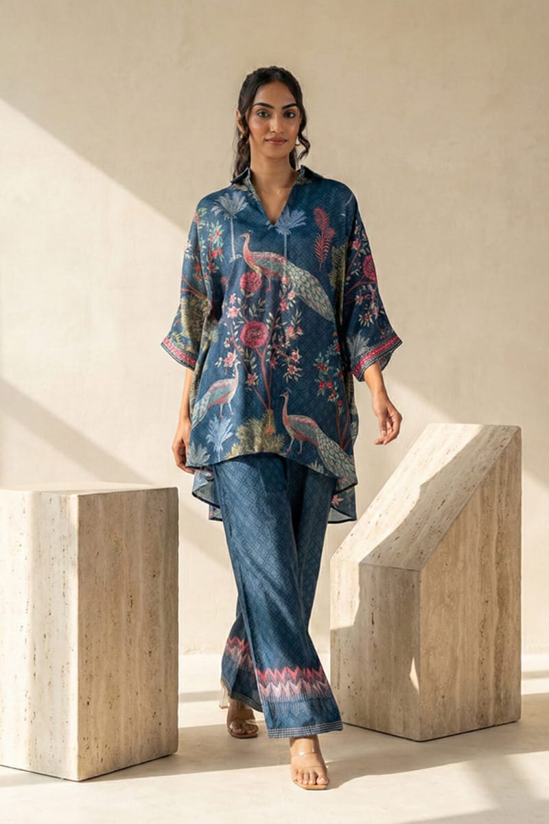 India Circus by Krsnaa Mehta Poetic Peacocks Co-Ord Set