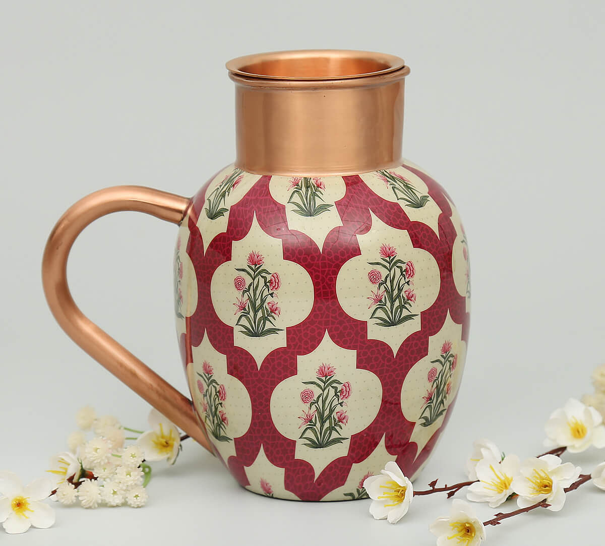 India Circus by Krsnaa Mehta Poppy Flower Scarlet Copper Jug Set