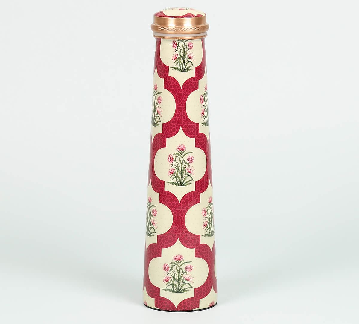 India Circus by Krsnaa Mehta Poppy Flower Scarlet Tapered Copper Bottle