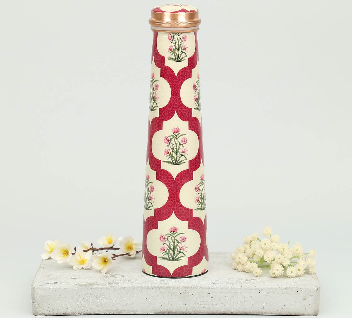 India Circus by Krsnaa Mehta Poppy Flower Scarlet Tapered Copper Bottle