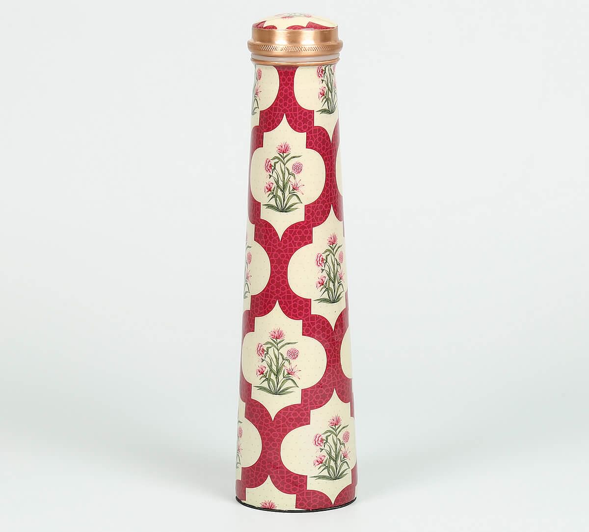 India Circus by Krsnaa Mehta Poppy Flower Scarlet Tapered Copper Bottle