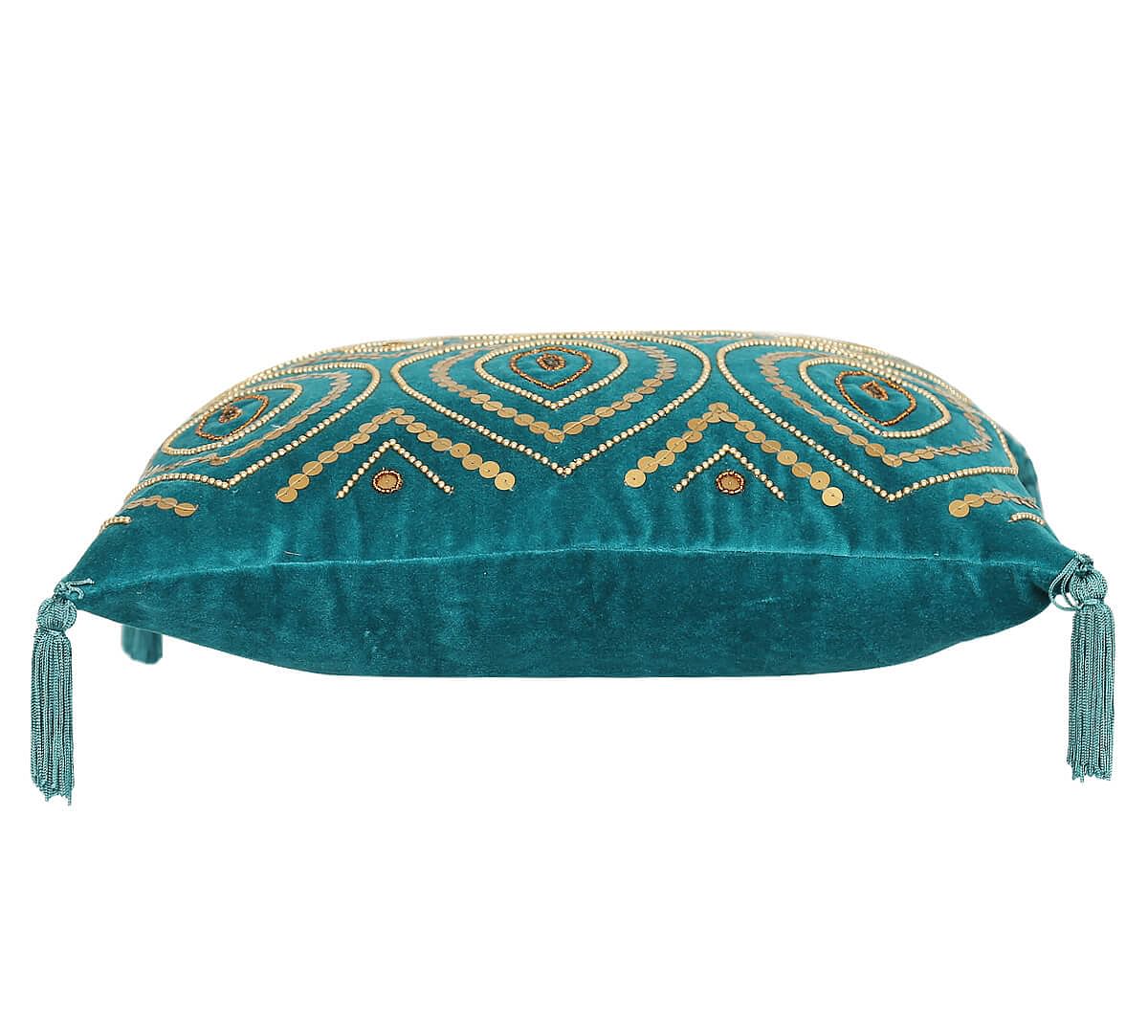 India Circus by Krsnaa Mehta Prussian Decorated Adorn Cushion Cover
