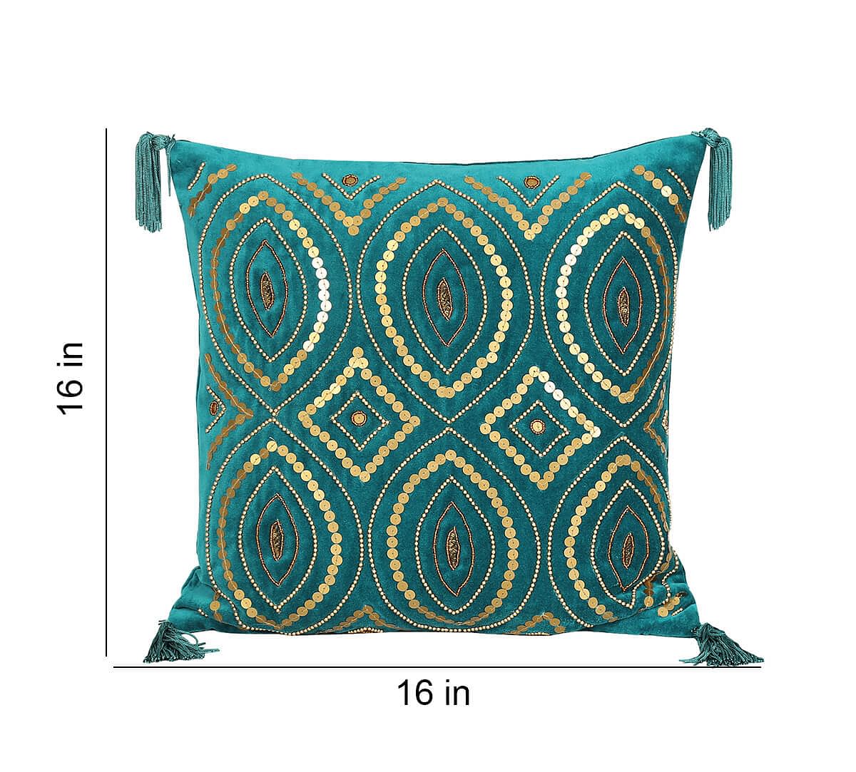 India Circus by Krsnaa Mehta Prussian Decorated Adorn Cushion Cover