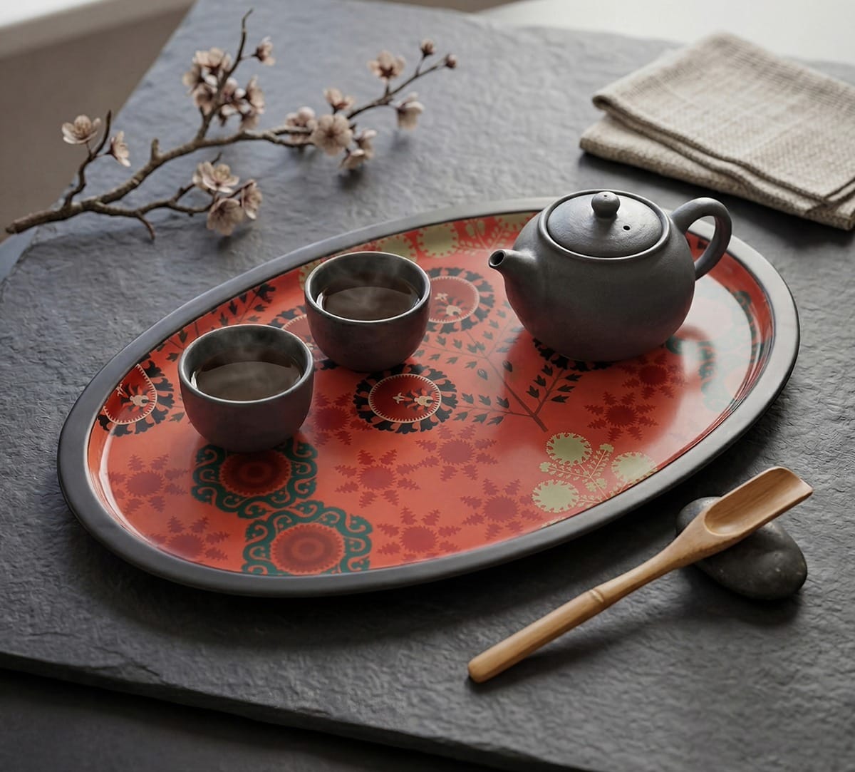 Raceme Rosettes Oval Tray