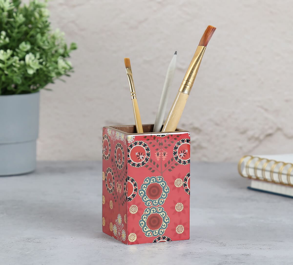 India Circus by Krsnaa Mehta Raceme Rosettes Square Pen Holder