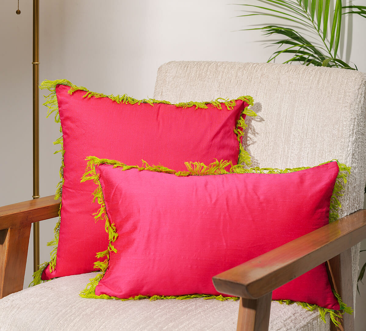 India Circus by Krsnaa Mehta Raspberry Fringe Cushion Cove