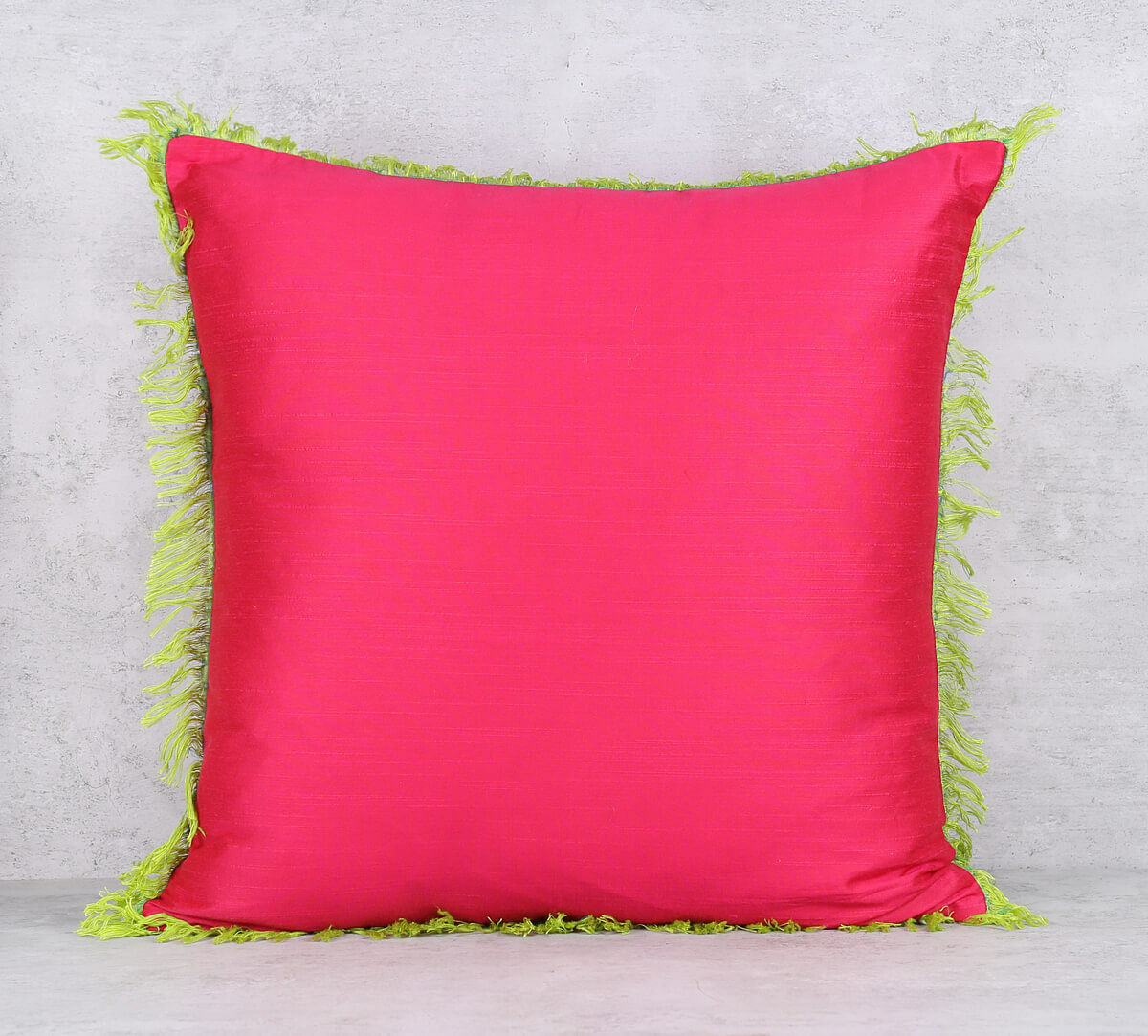 India Circus by Krsnaa Mehta Raspberry Fringe Cushion Cover