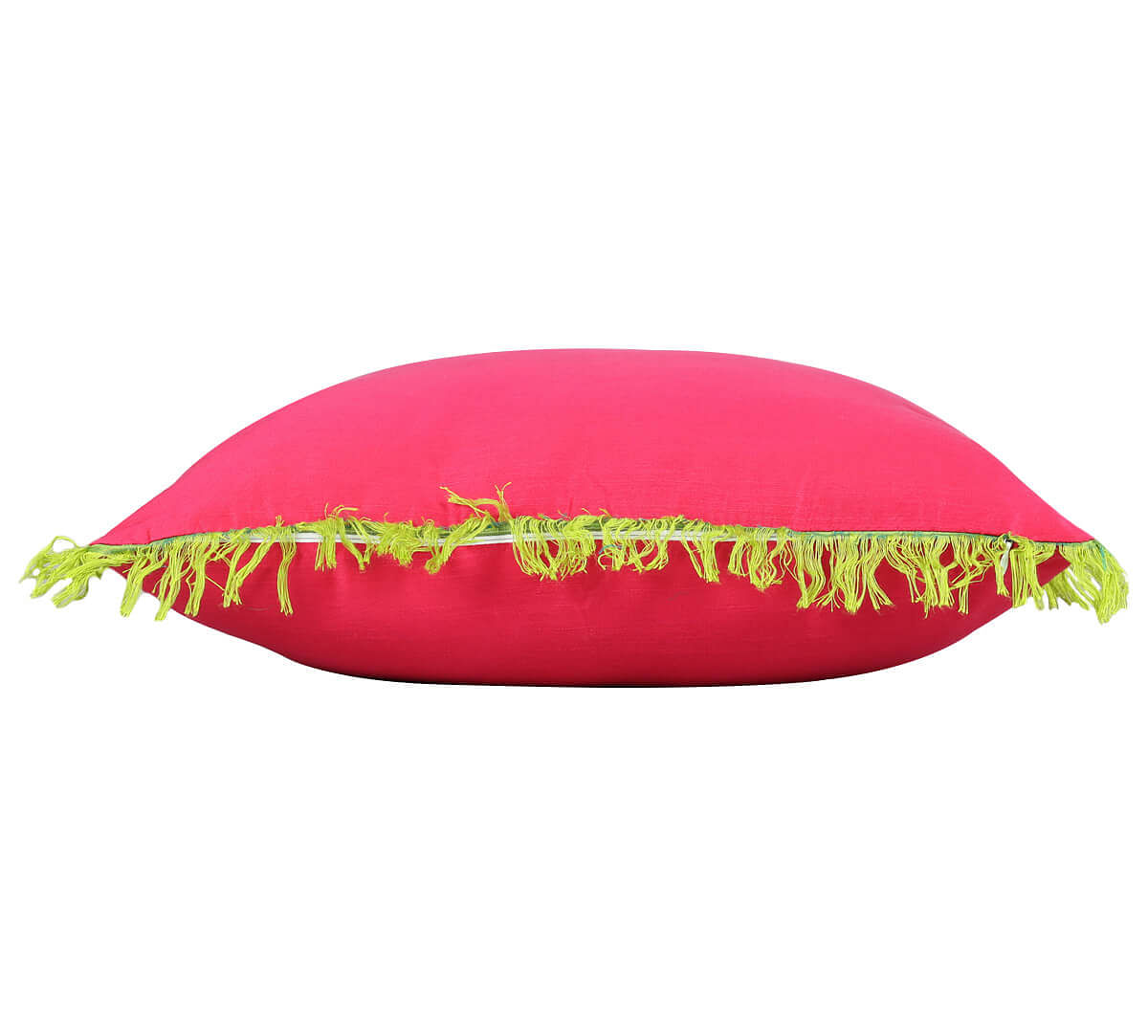 India Circus by Krsnaa Mehta Raspberry Fringe Cushion Cover