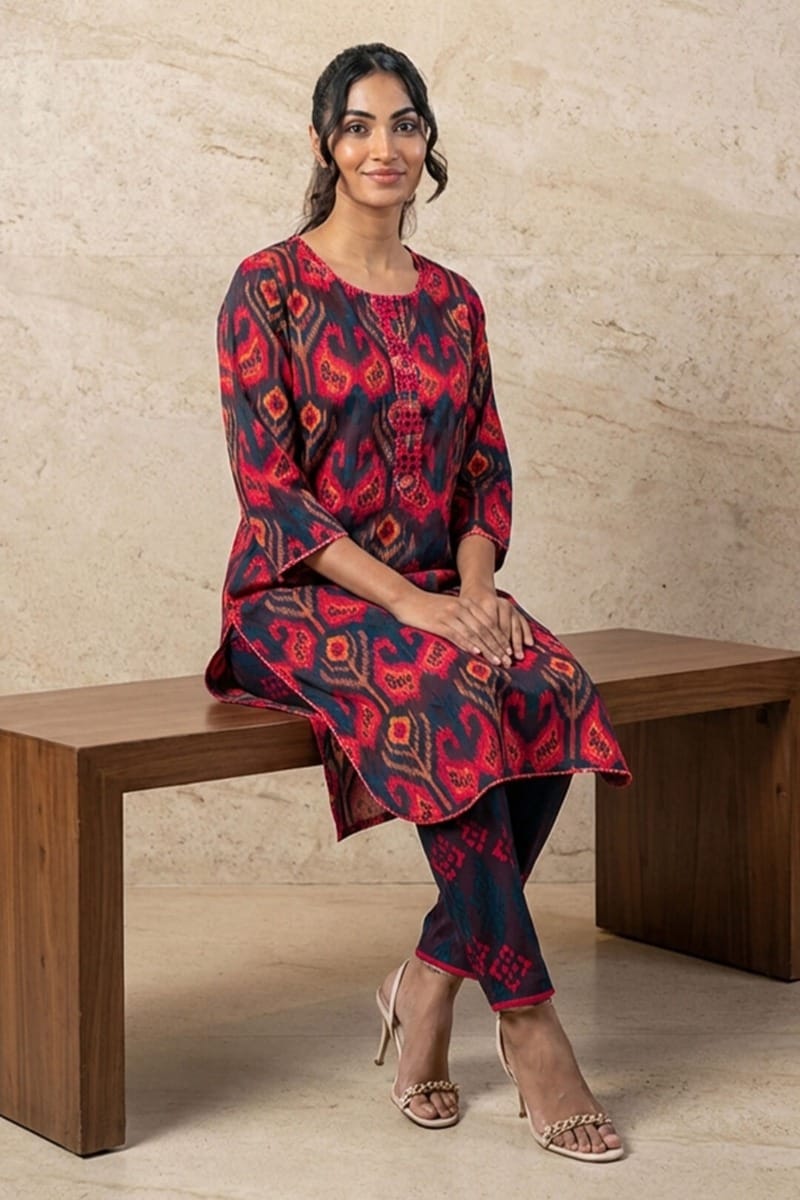 India Circus by Krsnaa Mehta Red Paisleys Co-Ord Set