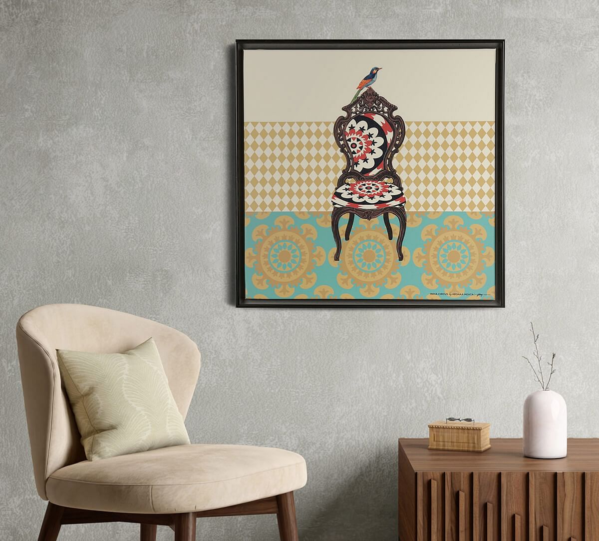 India Circus by Krsnaa Mehta Rocker Sling Floating Framed Canvas Wall Art