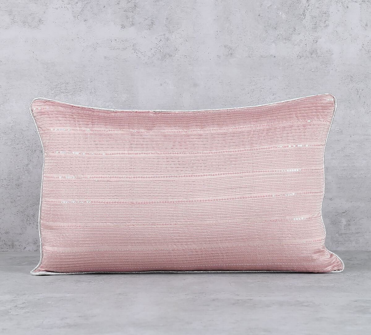 India Circus by Krsnaa Mehta Rose Gold Chanderi Sequins Work Cushion Cover