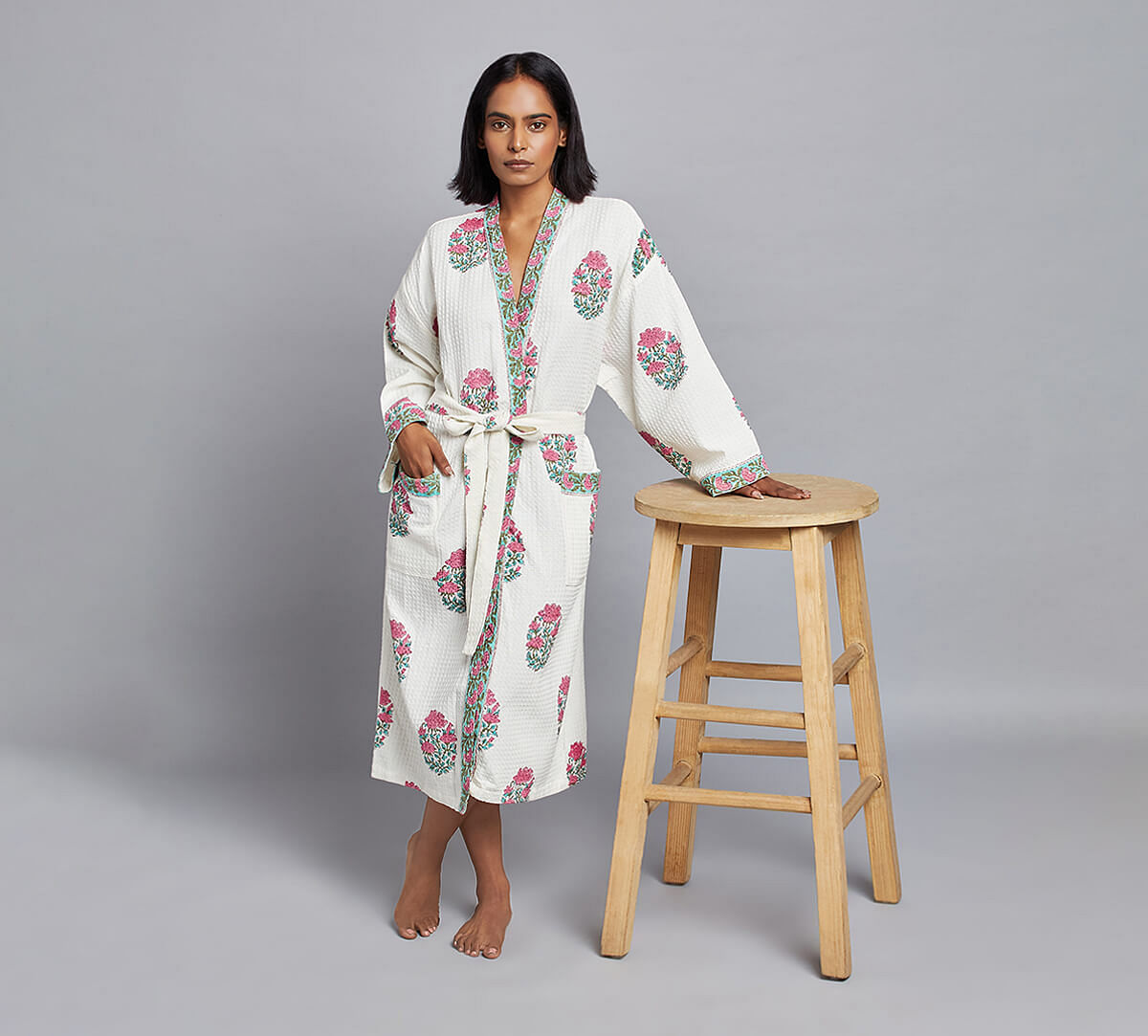 India Circus by Krsnaa Mehta Rose Rapture Bathrobe