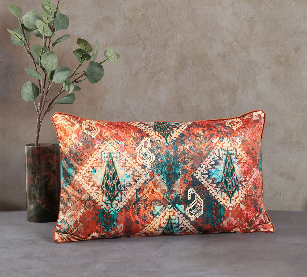 India Circus by Krsnaa Mehta Rustic Charm Rectangle Velvet Cushion Cover