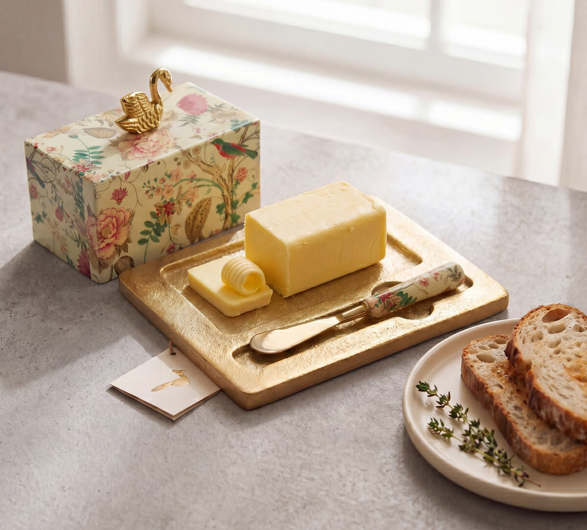 Rustic Realm Butter Dish with Butter Knife