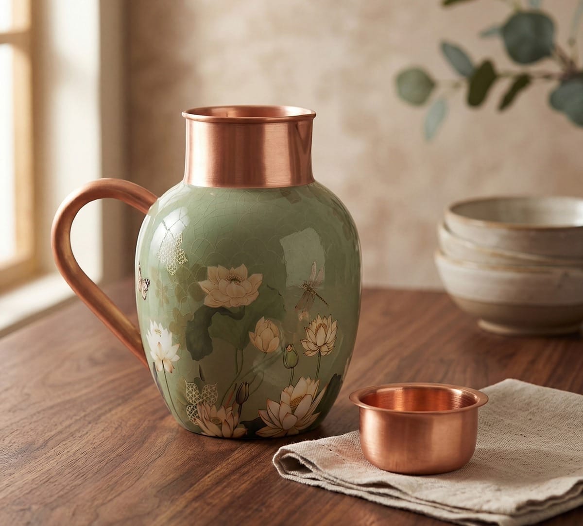 Sage Serenity Copper Jug Set