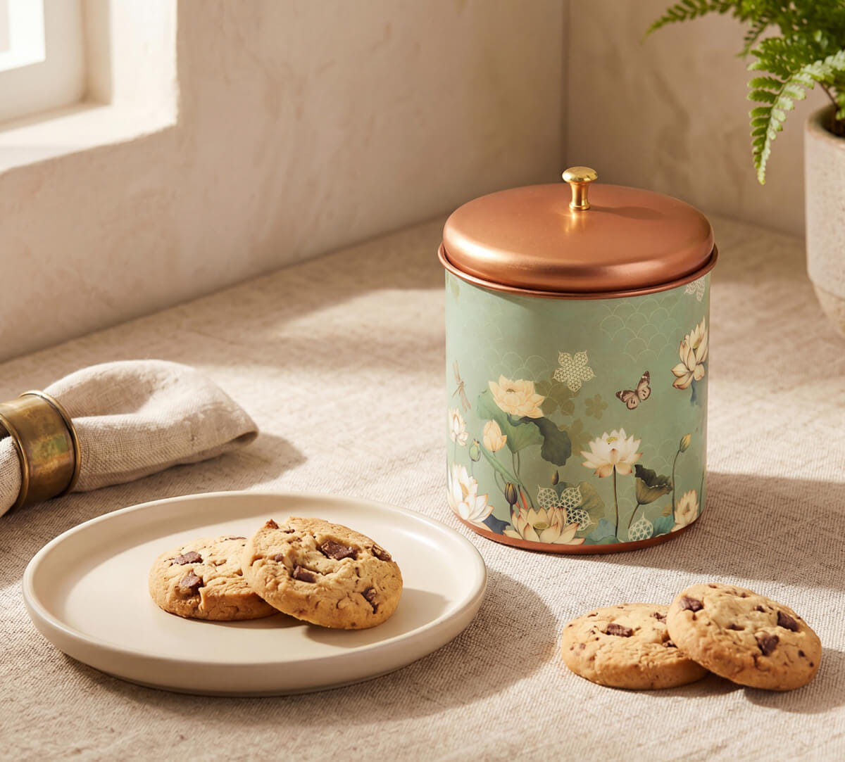 Sage Serenity Steel Cookie Jar