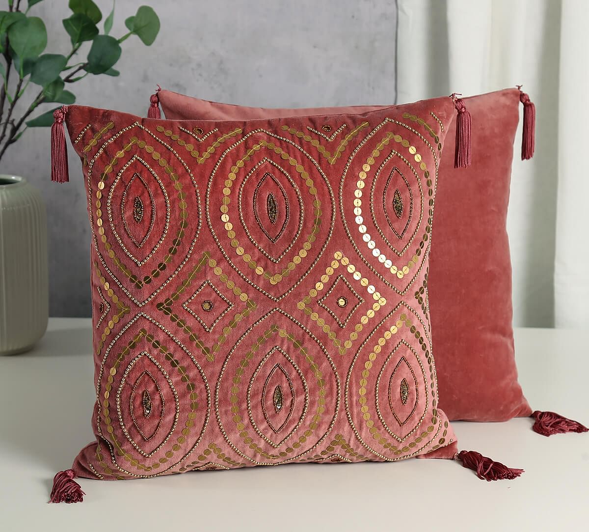 India Circus by Krsnaa Mehta Salmon Decorated Adorn Cushion Cover