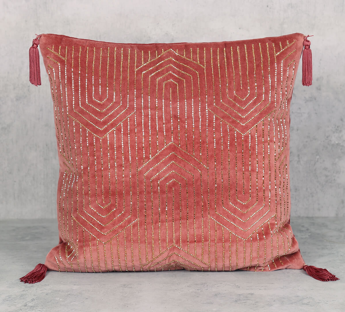 India Circus by Krsnaa Mehta Salmon Luxurious Drape Cushion Cover