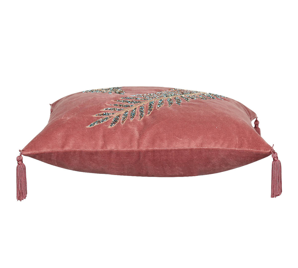 India Circus by Krsnaa Mehta Salmon Petal Embellishment Cushion Cover