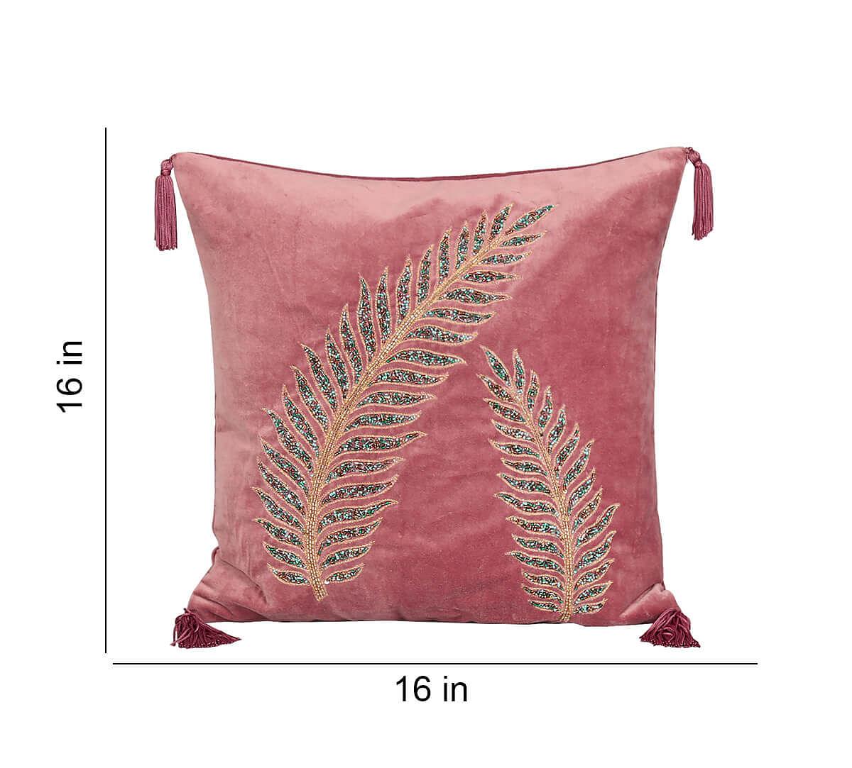 India Circus by Krsnaa Mehta Salmon Petal Embellishment Cushion Cover