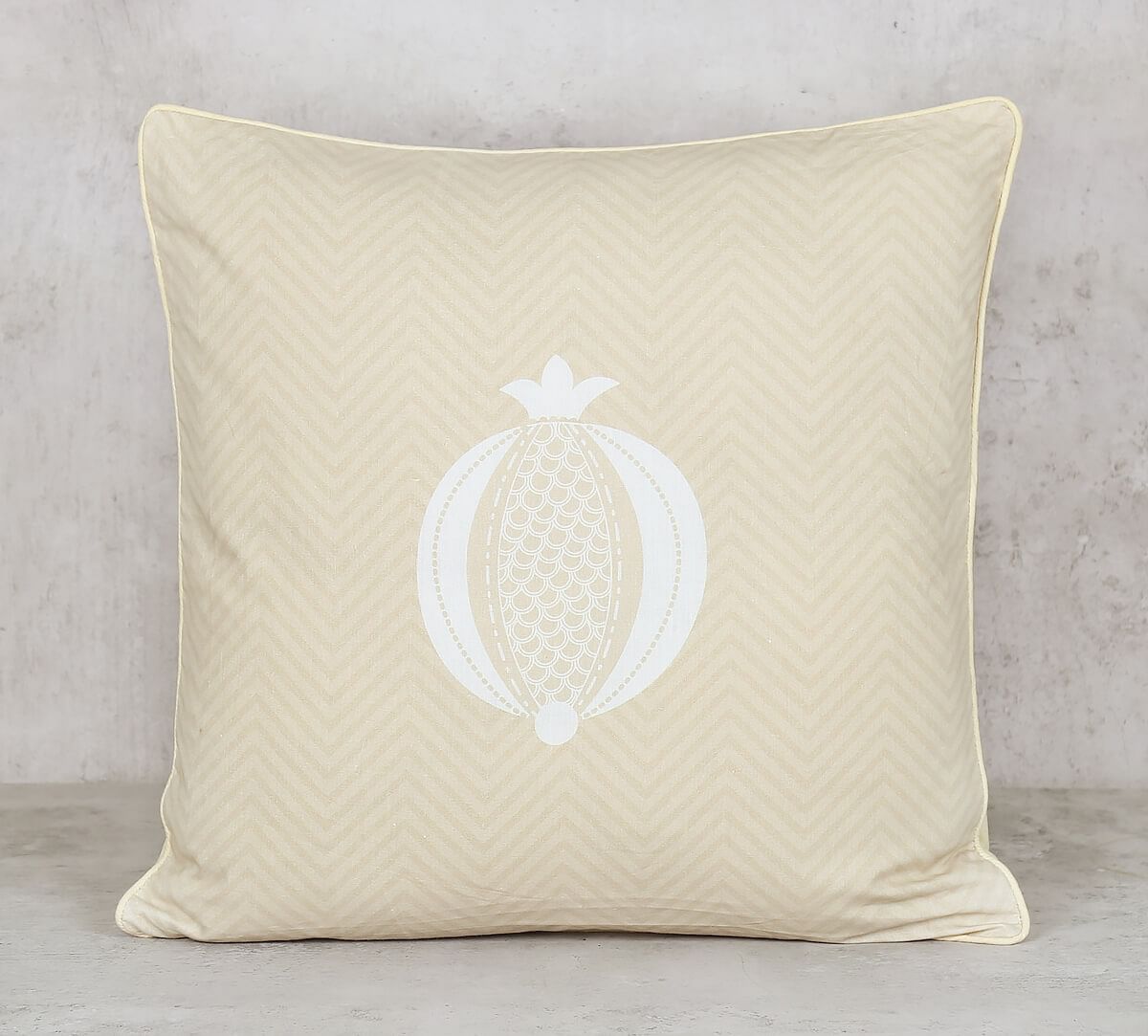 India Circus by Krsnaa Mehta Sandy Chevron Cotton Poplin Cushion Cover