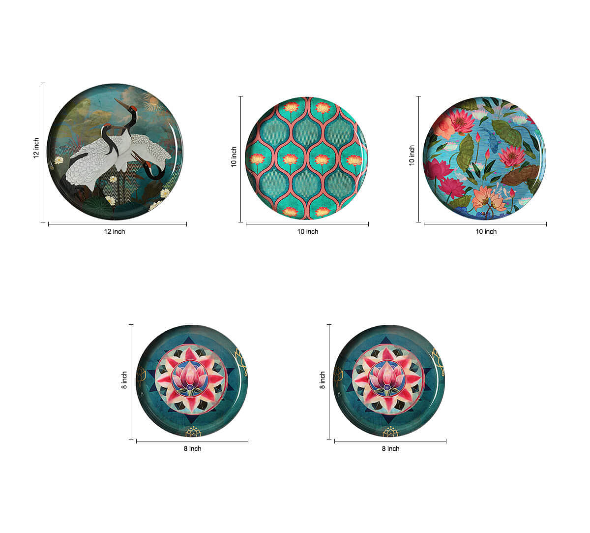 India Circus by Krsnaa Mehta Sarus in Lake Wall Decor Plates Set of 5