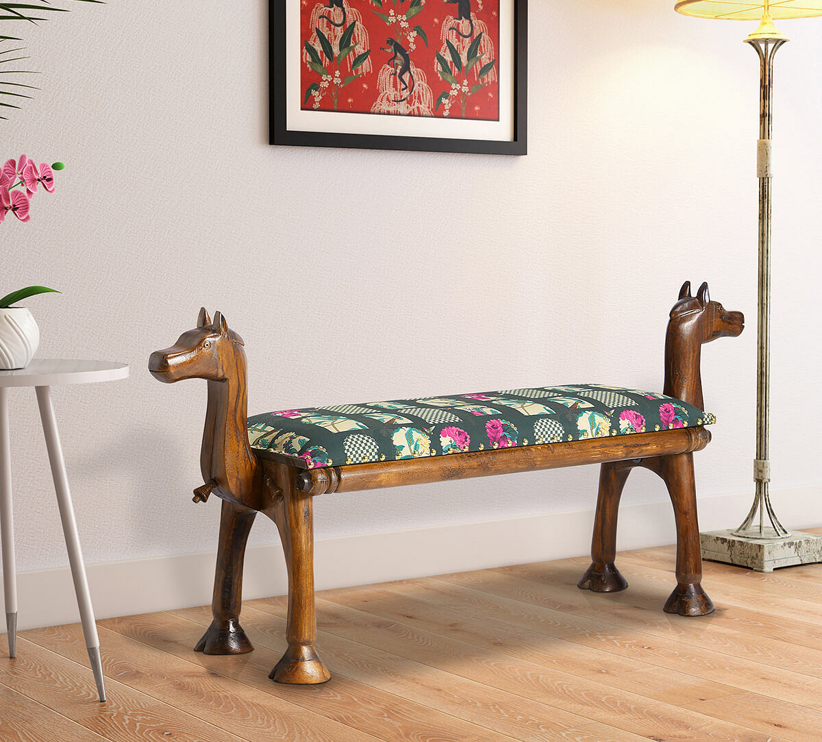 India Circus by Krsnaa Mehta Signature Windows Wooden Animal Bench