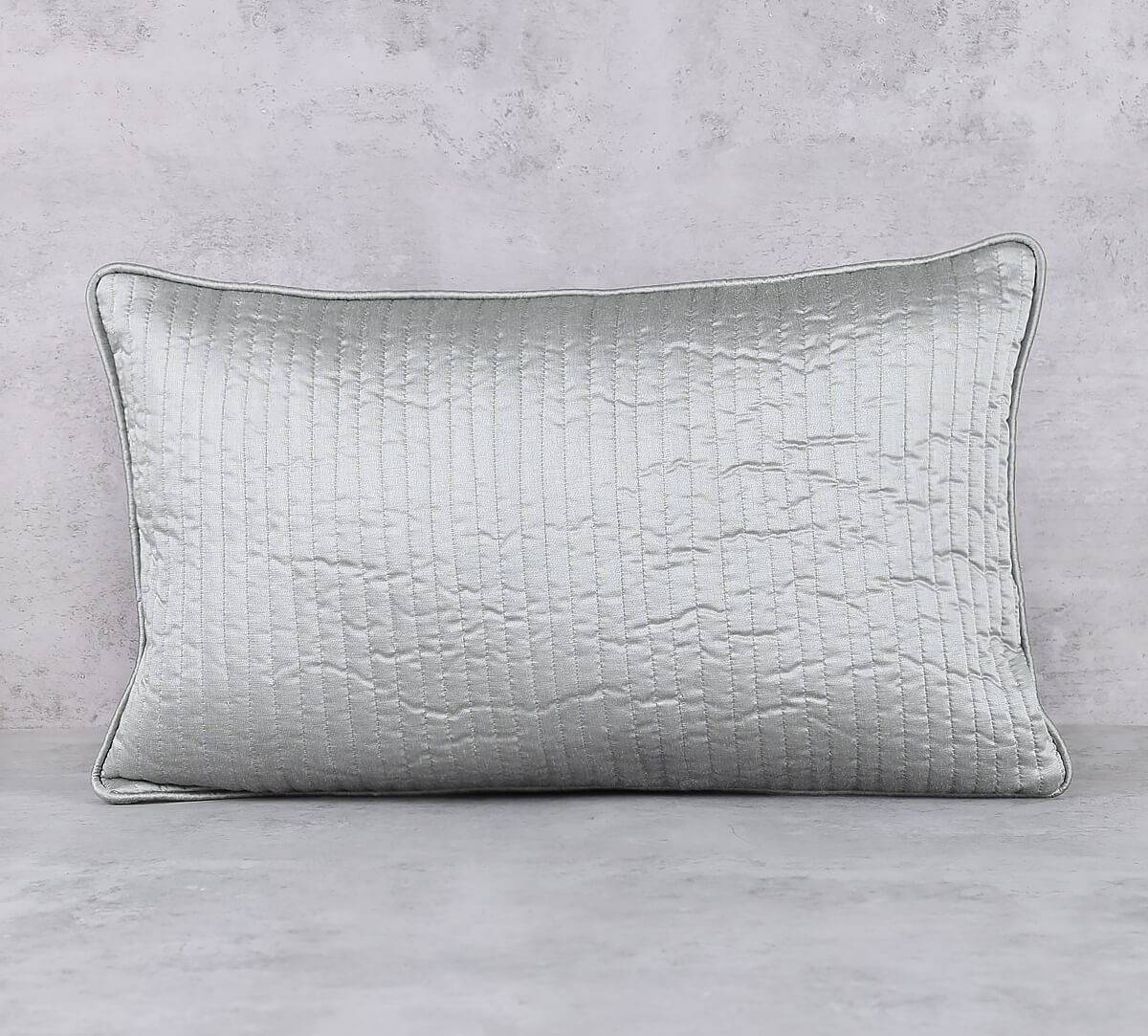 India Circus by Krsnaa Mehta Silver Pintucks Quilted Cushion Cover