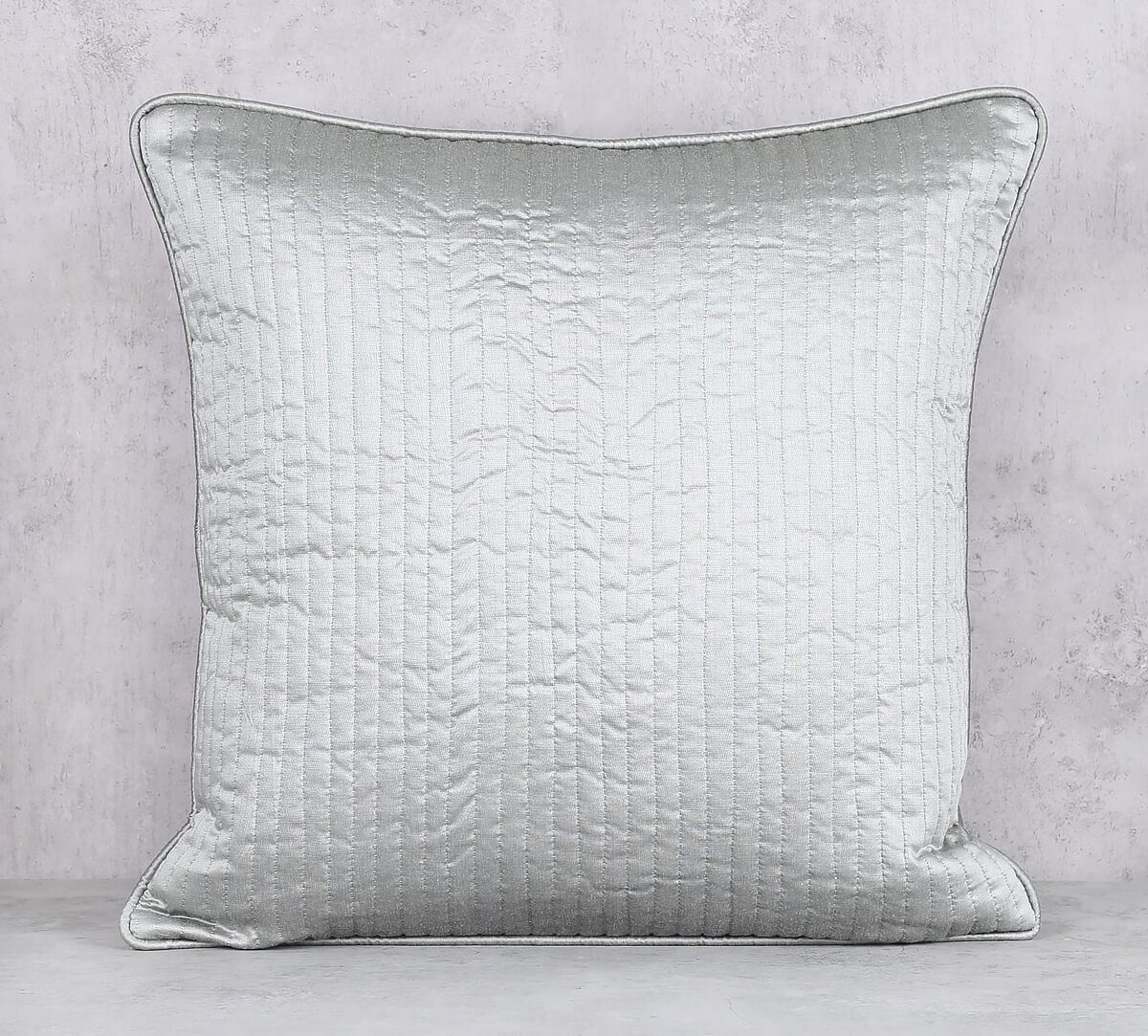 India Circus by Krsnaa Mehta Silver Pintucks Quilted Cushion Cover