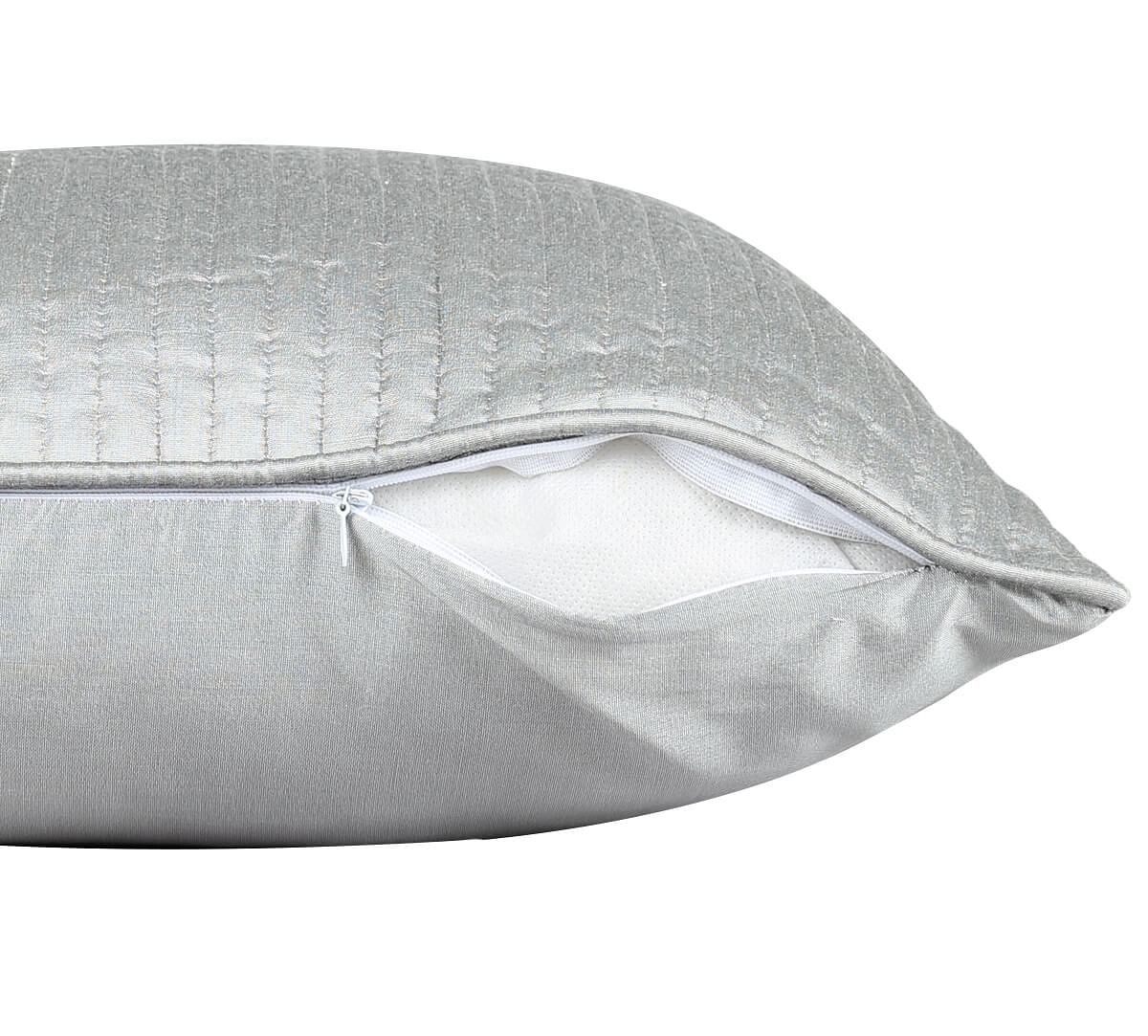 India Circus by Krsnaa Mehta Silver Pintucks Quilted Cushion Cover