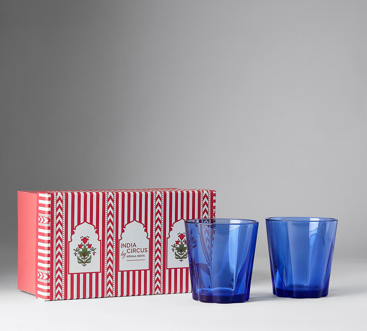 India Circus by Krsnaa Mehta Sky Glass Tumbler Set of 2