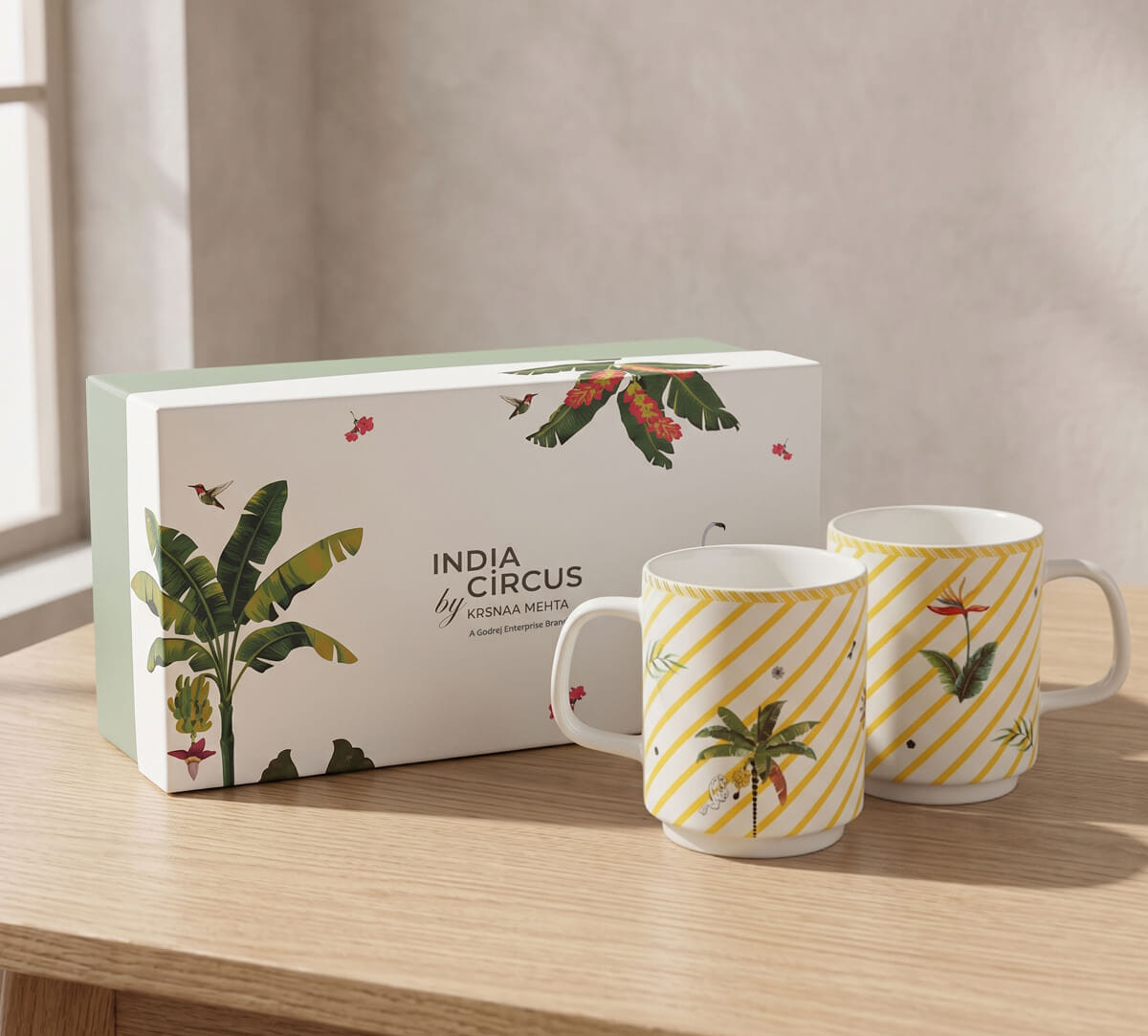 Strelizia's Garden Porcelain Cylindrical Mug Set of 2