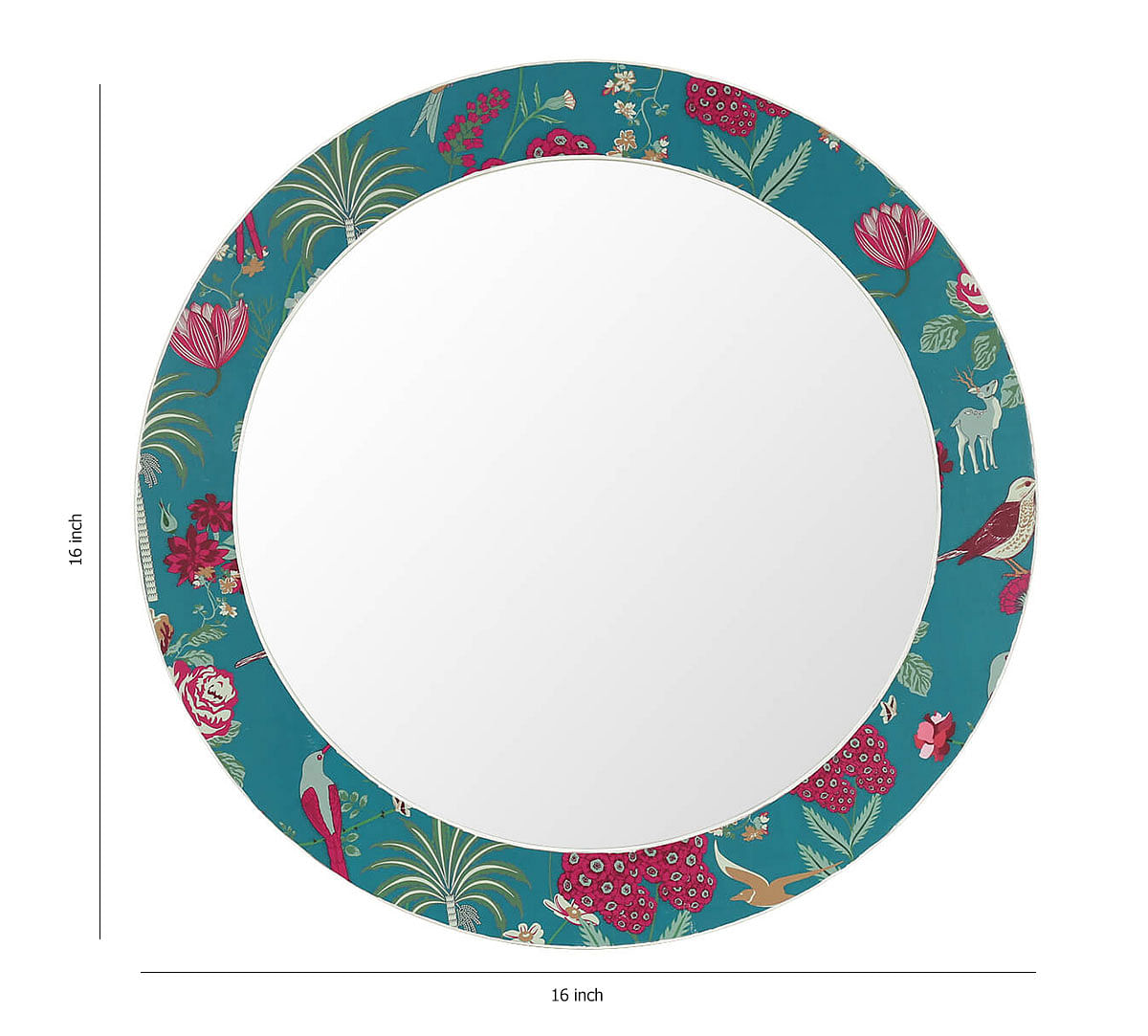 India Circus by Krsnaa Mehta Teal Floral Galore Wall Mirror