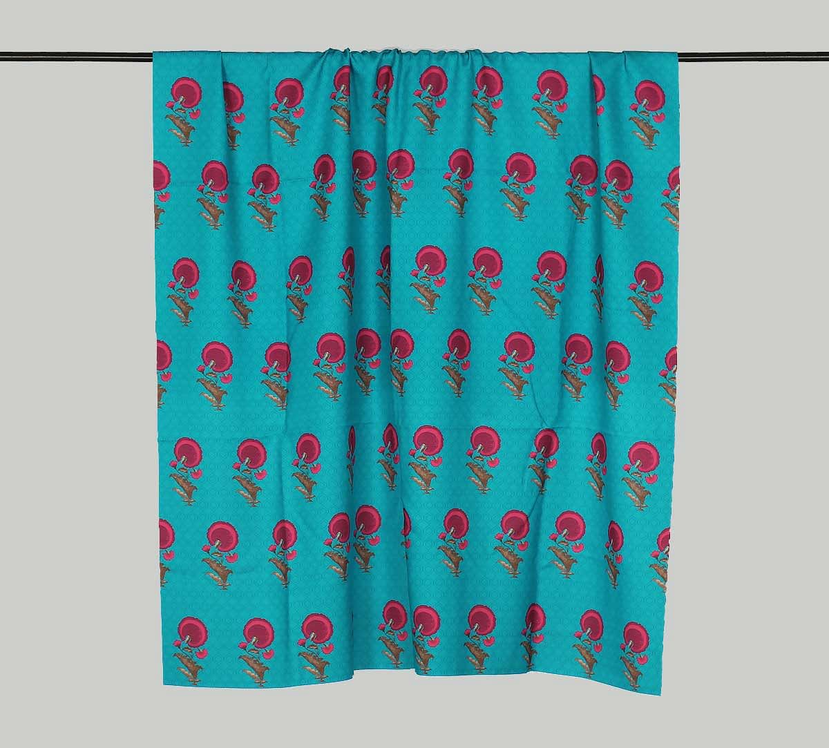 India Circus by Krsnaa Mehta Teal Flower Regalia Fabric