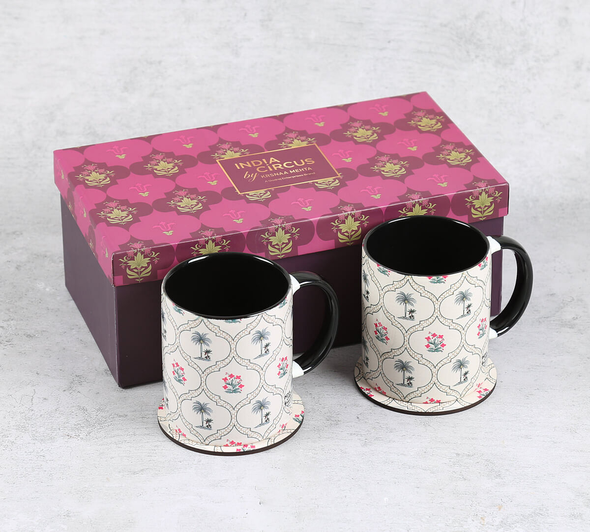 India Circus by Krsnaa Mehta Tropic Tryst Ceramic Mugs and Coasters Combo Set of 2