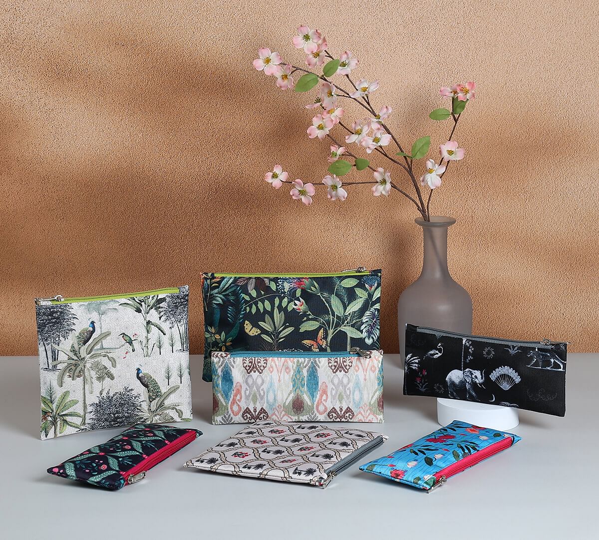 India Circus by Krsnaa Mehta Tropic Tryst Utility Pouch Set of 3