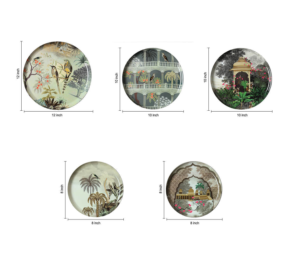 India Circus by Krsnaa Mehta Tropical Aves Wall Decor Plates Set of 5