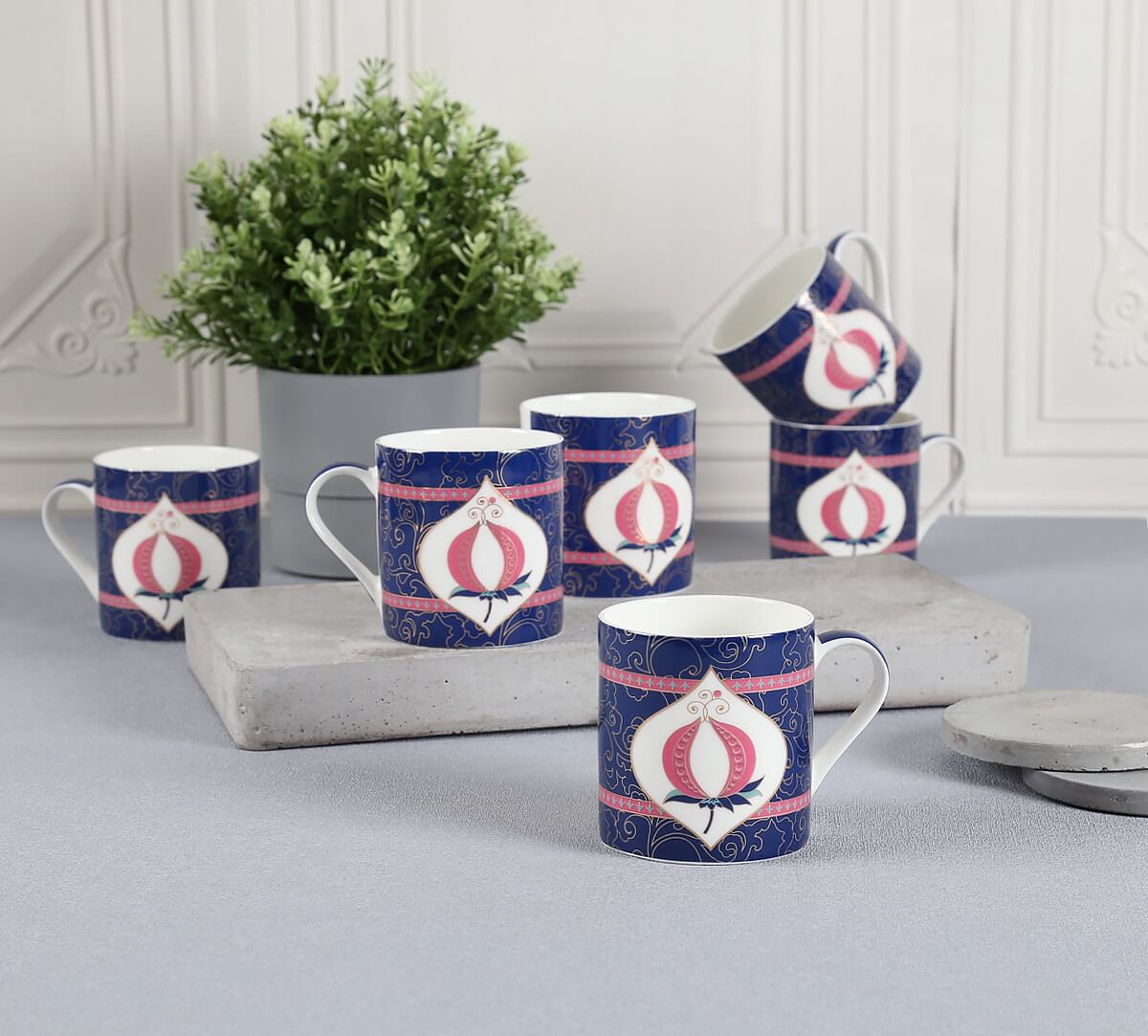 India Circus by Krsnaa Mehta Tropical Garden Trellis Mug Set of 6