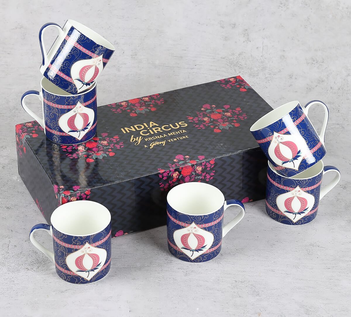 India Circus by Krsnaa Mehta Tropical Garden Trellis Mug Set of 6