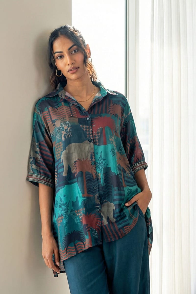 India Circus by Krsnaa Mehta Tropical Nights Co-Ord Set