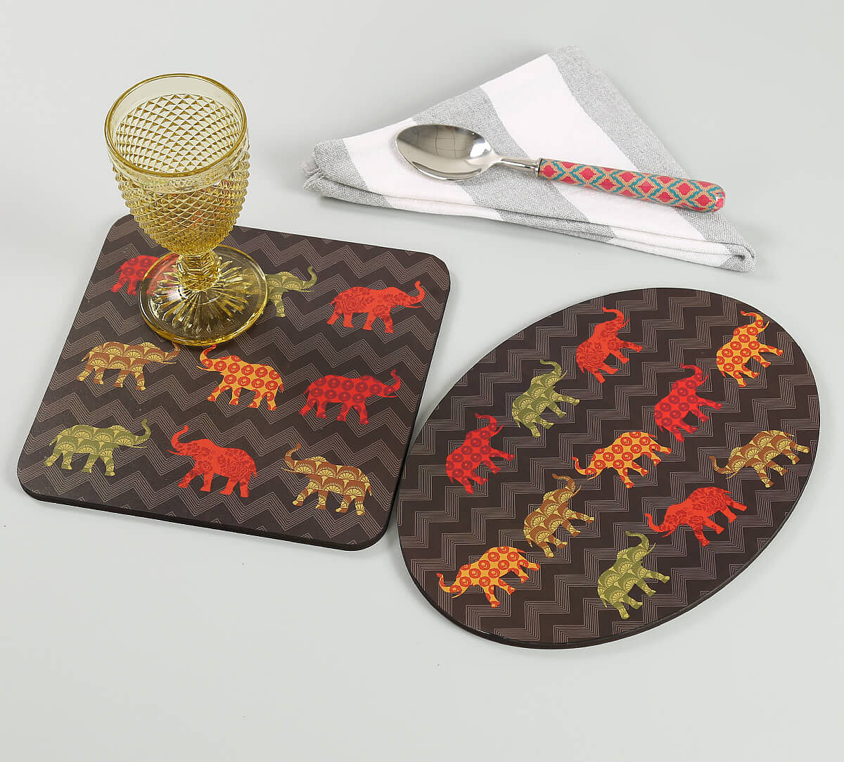 India Circus by Krsnaa Mehta Tusker Delight Trivet Set of 2