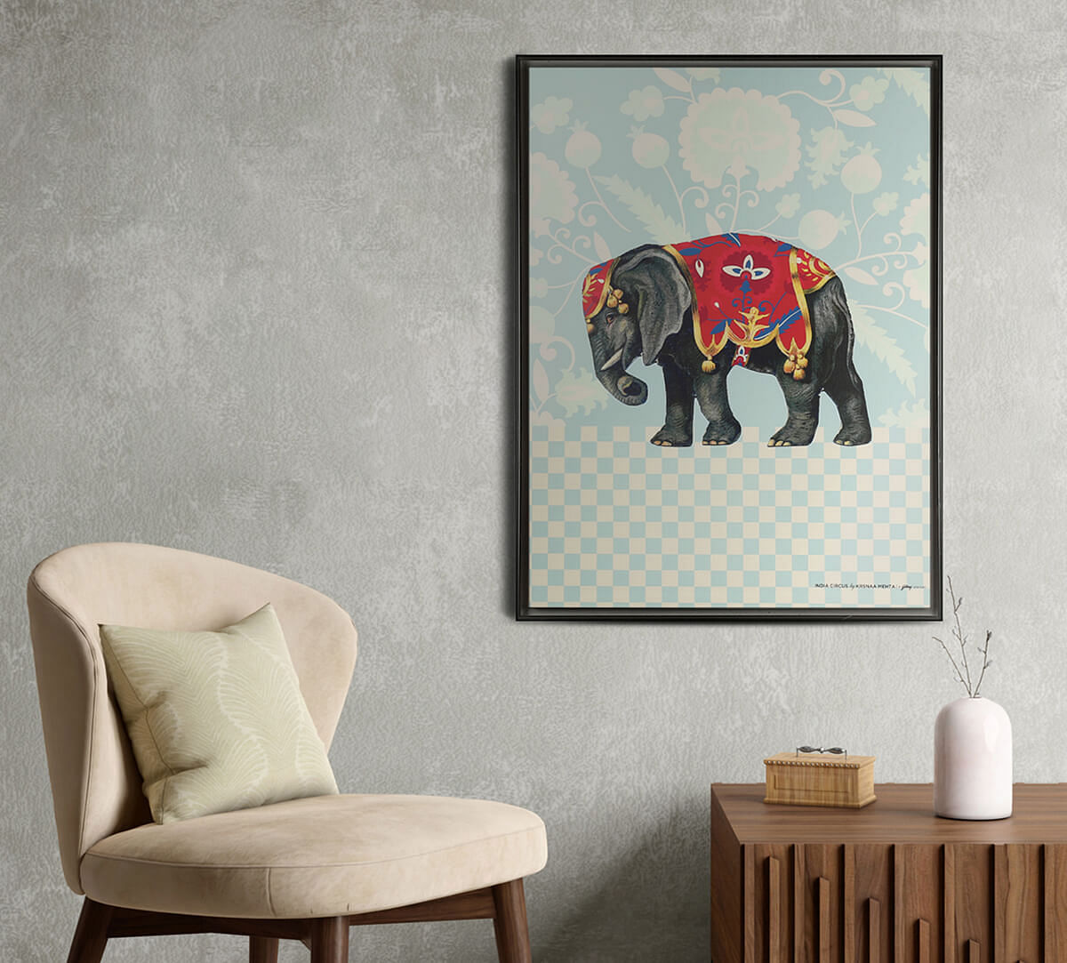 India Circus by Krsnaa Mehta Tusker Prime Floating Framed Canvas Wall Art