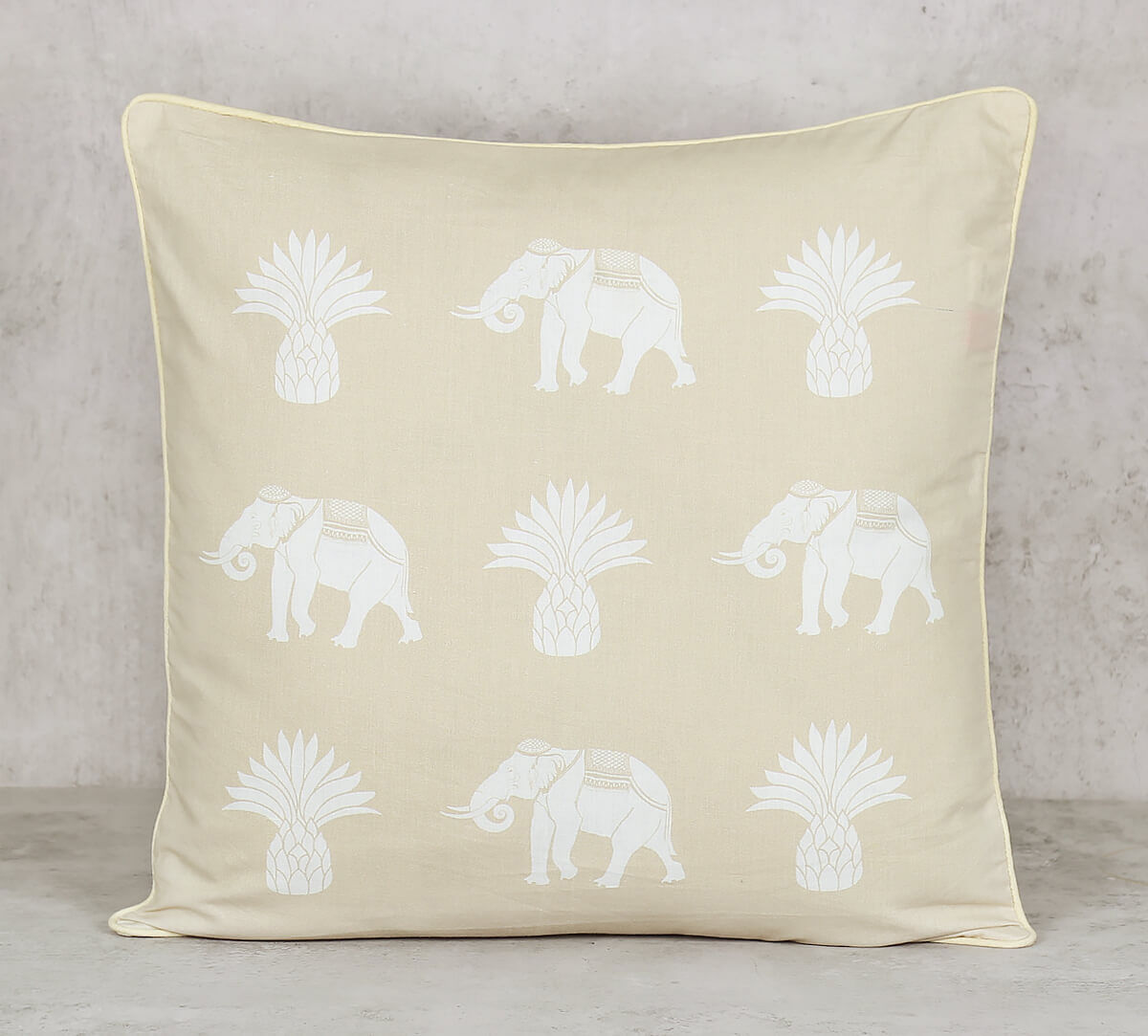 India Circus by Krsnaa Mehta Tusker Tropics Cotton Poplin Cushion Cover