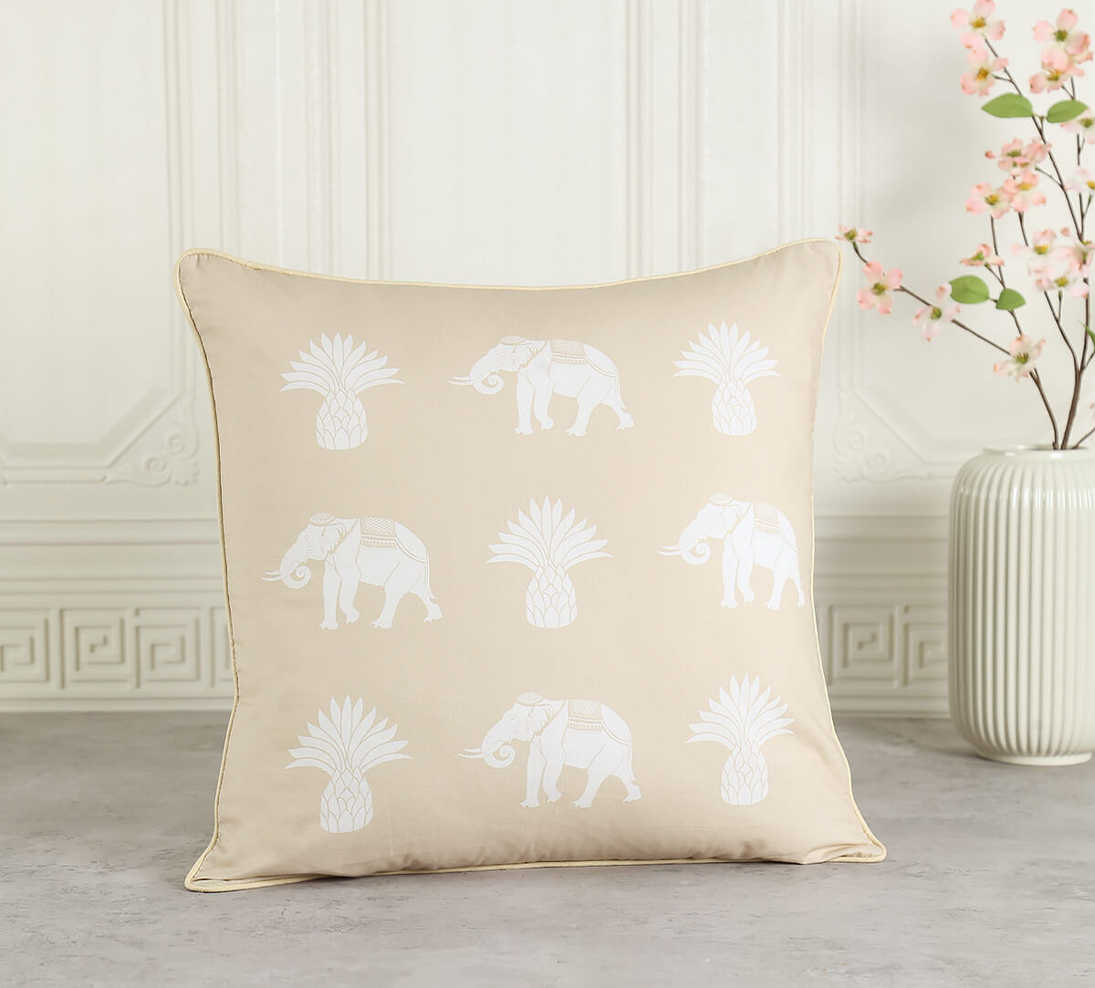 India Circus by Krsnaa Mehta Tusker Tropics Cotton Poplin Cushion Cover