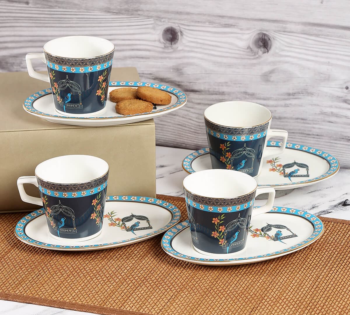 India Circus by Krsnaa Mehta Verdant Chef d'oeuvre Cup and Saucer Set of 4