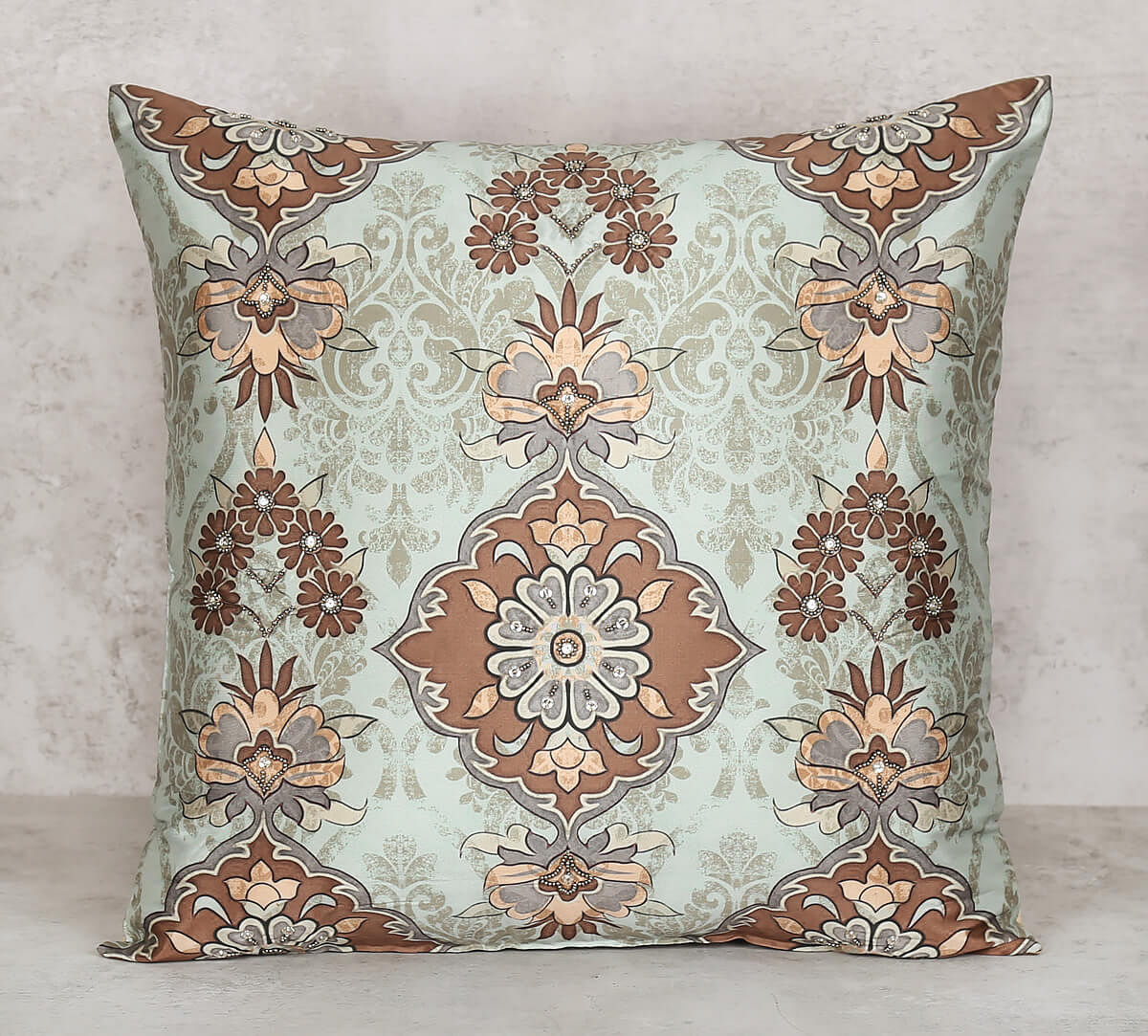 India Circus by Krsnaa Mehta Viridescent Motif Embroidered Cushion Cover