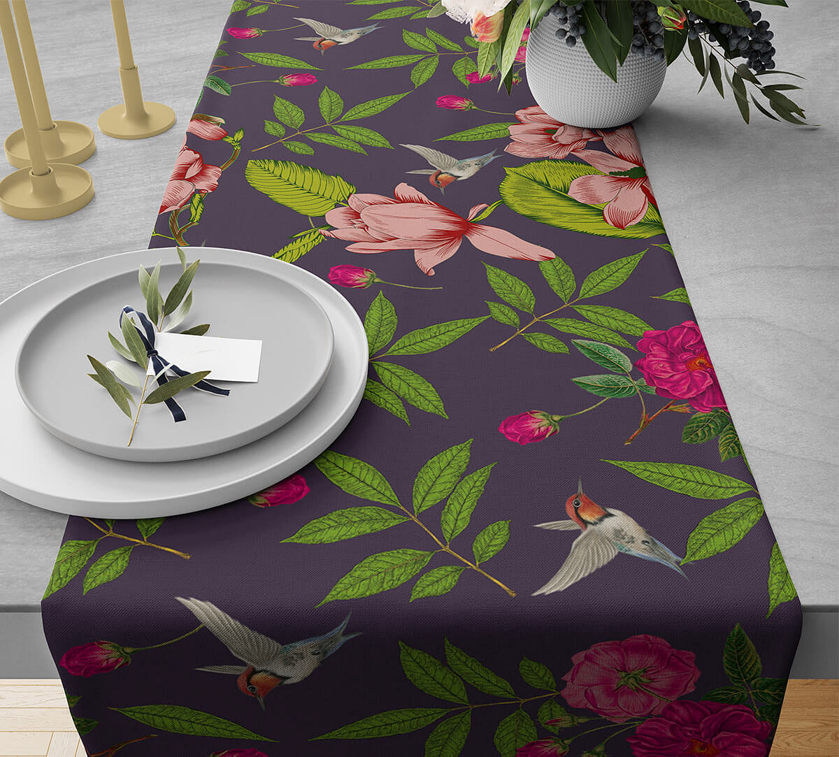 India Circus by Krsnaa Mehta Warbled Verdure Bed and Table Runner