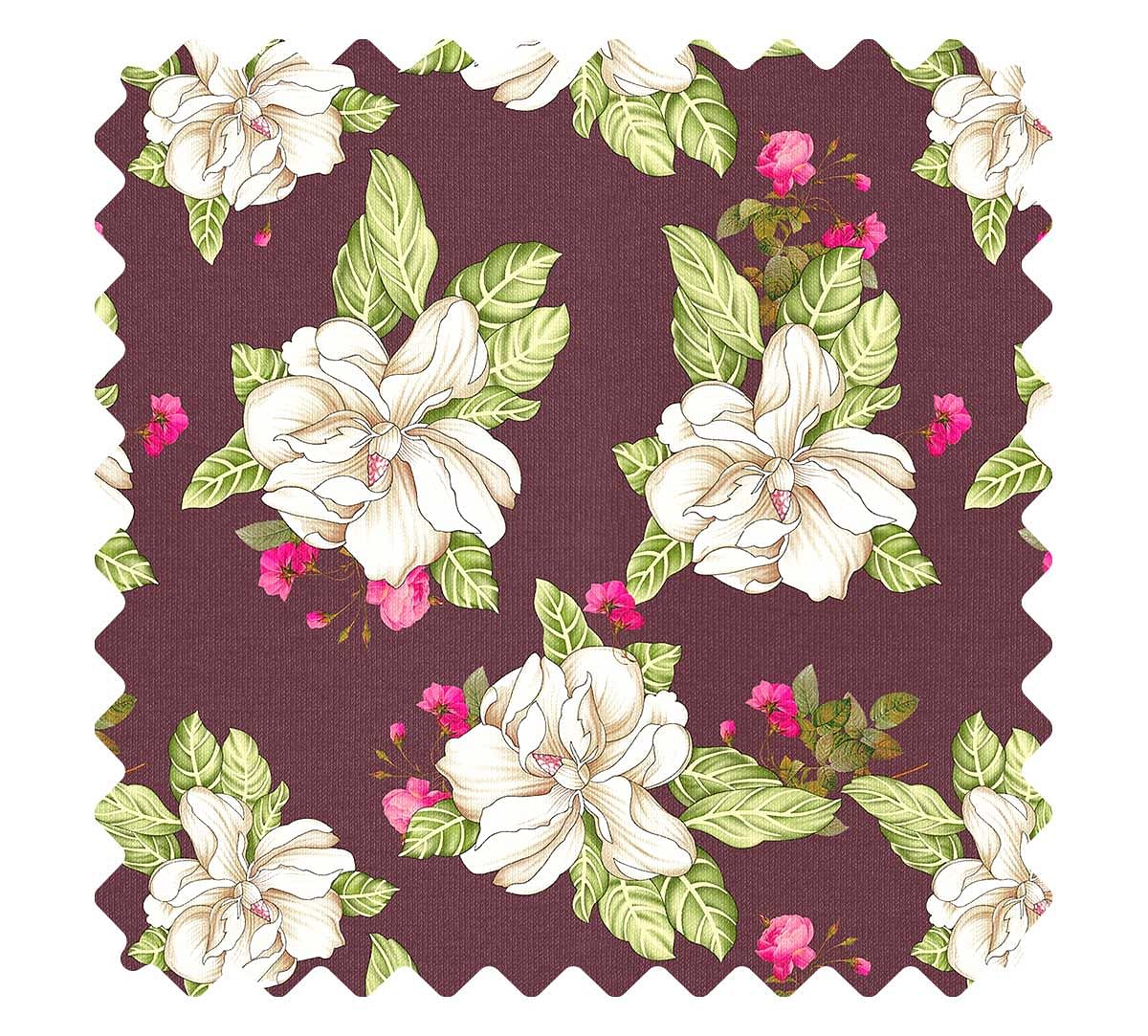 India Circus by Krsnaa Mehta White Rose Allure Walnut Fabric