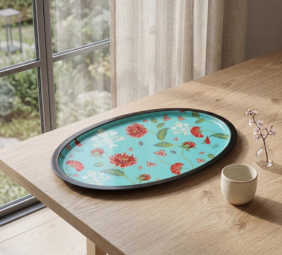 Zinnian Jazz Oval Tray